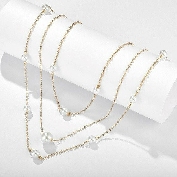 Wholesale Simple Chain Beaded Alloy Multilayer Necklace JDC-NE-C171 NECKLACE 咏歌 Wholesale Jewelry JoyasDeChina Joyas De China