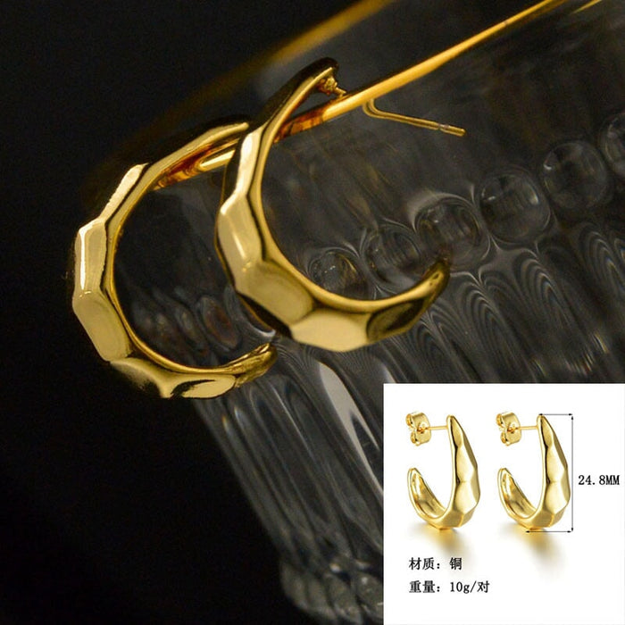 Wholesale simple circle retro fashion copper gold-plated earrings JDC-ES-RXSFL010 Earrings 尚芙乐 Wholesale Jewelry JoyasDeChina Joyas De China