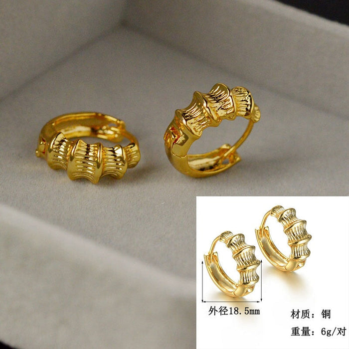 Wholesale simple circle retro fashion copper gold-plated earrings JDC-ES-RXSFL010 Earrings 尚芙乐 SE196 Wholesale Jewelry JoyasDeChina Joyas De China