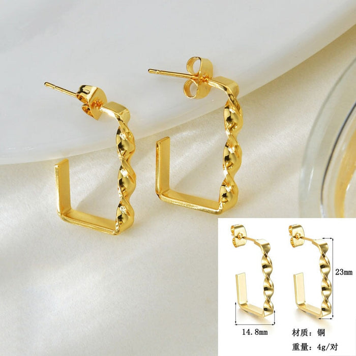Wholesale simple circle retro fashion copper gold-plated earrings JDC-ES-RXSFL010 Earrings 尚芙乐 SE197 Wholesale Jewelry JoyasDeChina Joyas De China