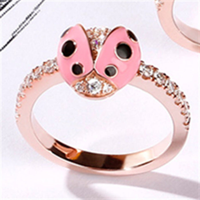 Wholesale simple DIY cute ladybug copper Rings JDC-RS-WN129 Rings 薇妮 TJZ090 pink Adjustable opening Wholesale Jewelry JoyasDeChina Joyas De China