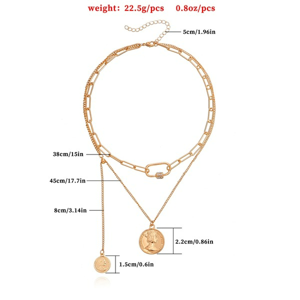 Wholesale simple Double Coin Pendant Necklace JDC-NE-ZW071 NECKLACE JoyasDeChina Wholesale Jewelry JoyasDeChina Joyas De China