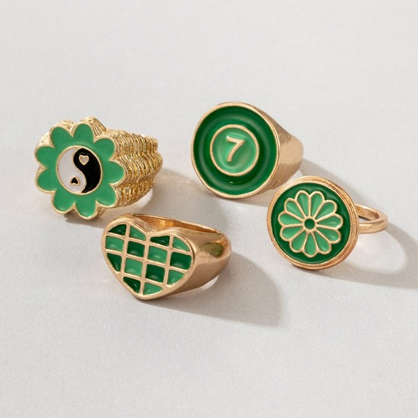Wholesale simple fashion green small fresh color contrast ring 4-piece set JDC-RS-C295 Rings JoyasDeChina Wholesale Jewelry JoyasDeChina Joyas De China