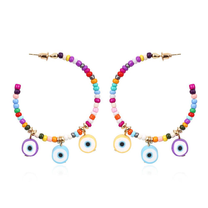 Wholesale simple geometric C-shaped Beaded Earrings JDC-ES-MY005 Earrings JoyasDeChina Color - round Wholesale Jewelry JoyasDeChina Joyas De China