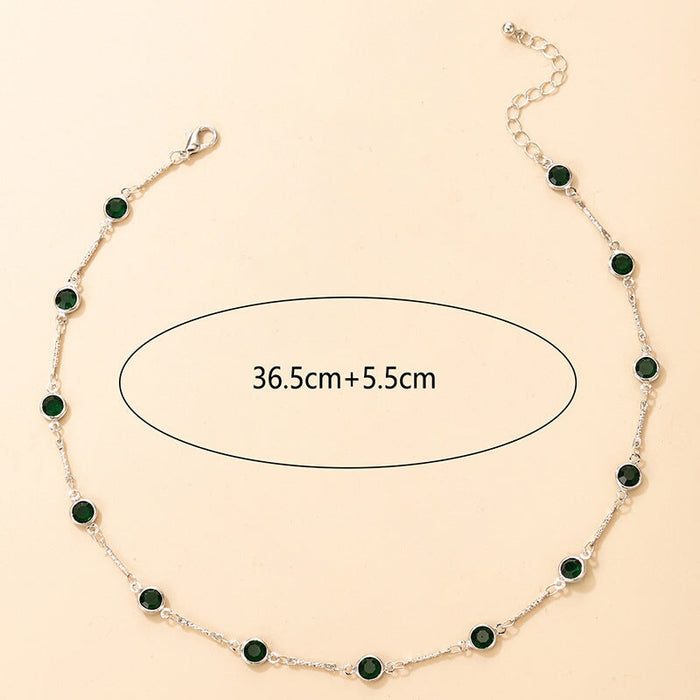 Wholesale simple Green Rhinestone short single layer Necklaces JDC-NE-C242 Necklaces 陌茗 Wholesale Jewelry JoyasDeChina Joyas De China
