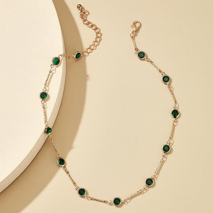 Wholesale simple Green Rhinestone short single layer Necklaces JDC-NE-C242 Necklaces 陌茗 Wholesale Jewelry JoyasDeChina Joyas De China