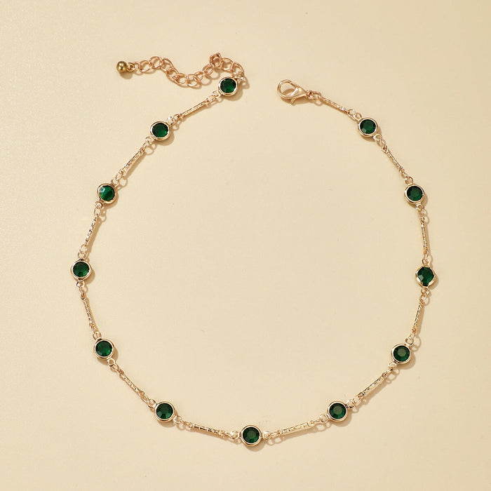 Wholesale simple Green Rhinestone short single layer Necklaces JDC-NE-C242 Necklaces 陌茗 Wholesale Jewelry JoyasDeChina Joyas De China