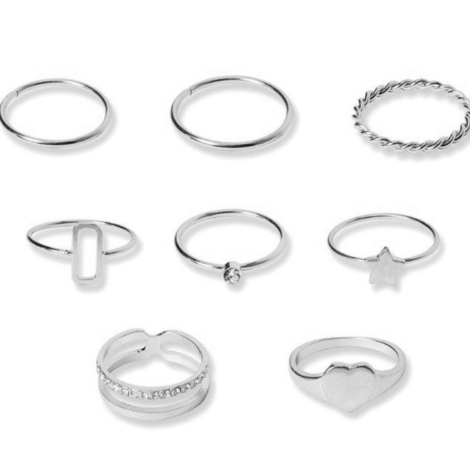 Wholesale Simple Love Star Alloy Ring Set JDC-RS-RL044 Rings 瑞列 Wholesale Jewelry JoyasDeChina Joyas De China