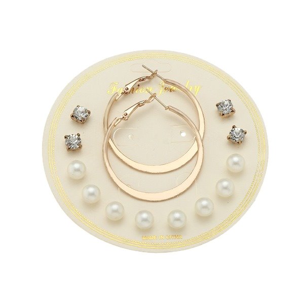 Wholesale Simple Metal Pearl Geometric Earrings JDC-ES-NZ069 Earrings 奈珠 Wholesale Jewelry JoyasDeChina Joyas De China