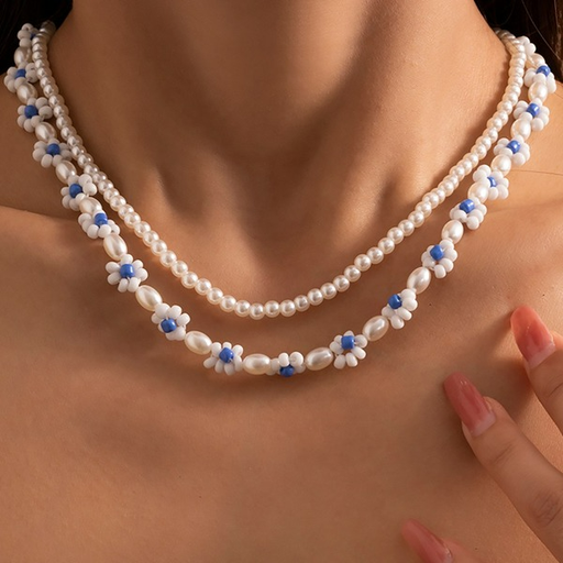 Wholesale simple pastoral Daisy imitation pearl clavicle Necklace JDC-NE-KJ114 NECKLACE JoyasDeChina Wholesale Jewelry JoyasDeChina Joyas De China
