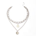 Wholesale simple punk thick chain multilayer silver wafer Necklace JDC-NE-C237 necklaces 陌茗 Wholesale Jewelry JoyasDeChina Joyas De China