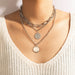 Wholesale simple punk thick chain multilayer silver wafer Necklace JDC-NE-C237 necklaces 陌茗 9848-silver Wholesale Jewelry JoyasDeChina Joyas De China