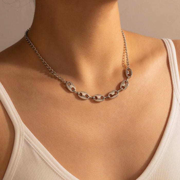 Wholesale simple single layer ancient silver necklace JDC-NE-C162 NECKLACE JoyasDeChina 16425 Wholesale Jewelry JoyasDeChina Joyas De China