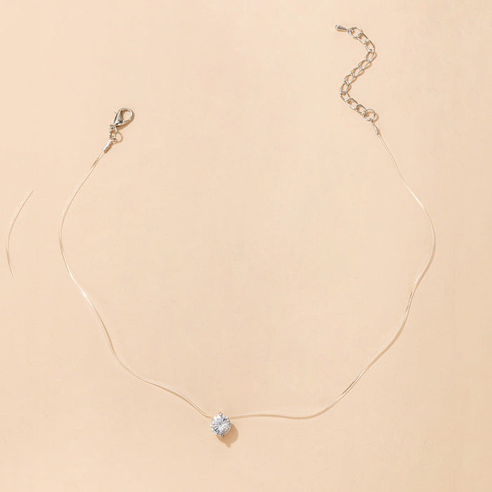 Wholesale simple transparent invisible fishline Zircon Necklace JDC-NE-C163 NECKLACE JoyasDeChina A27 Wholesale Jewelry JoyasDeChina Joyas De China