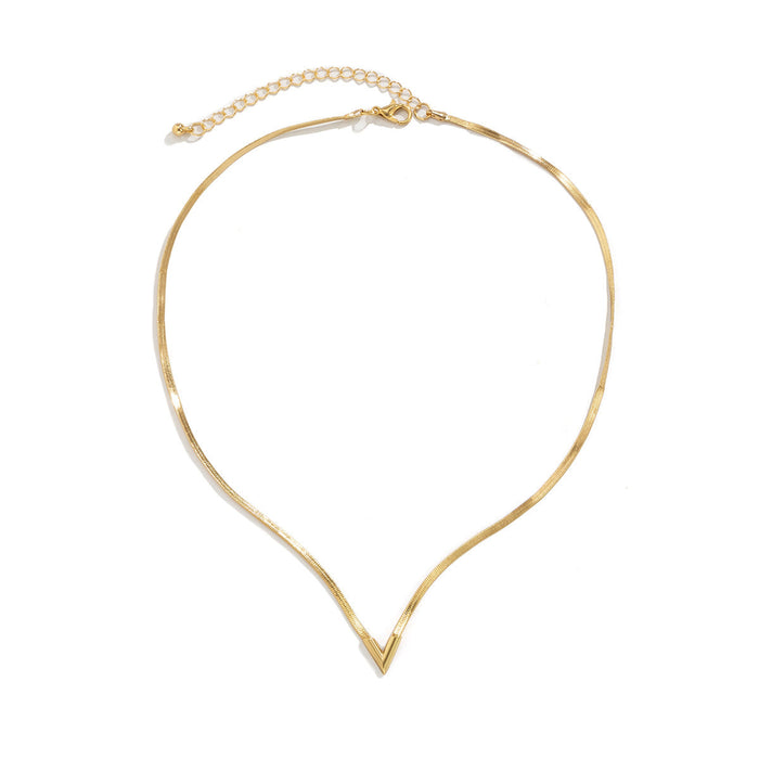 Wholesale Simple V-shaped Copper Chain Necklace JDC-NE-DN057 Necklaces 道妮 gold Wholesale Jewelry JoyasDeChina Joyas De China