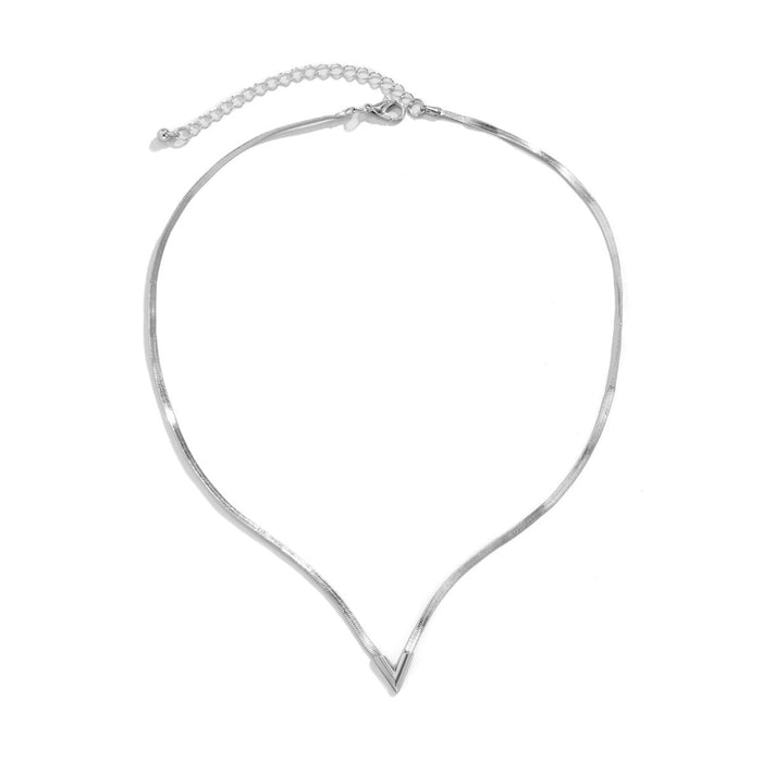 Wholesale Simple V-shaped Copper Chain Necklace JDC-NE-DN057 Necklaces 道妮 white k Wholesale Jewelry JoyasDeChina Joyas De China