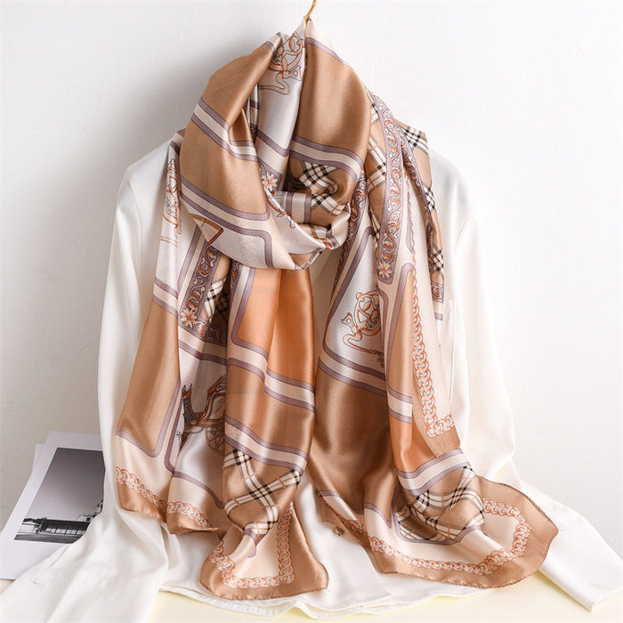 Wholesale simulation silk scarf women's New Silk Scarf Shawl JDC-SF-SL052 scarf JoyasDeChina E065 light brown Above 175cm Wholesale Jewelry JoyasDeChina Joyas De China