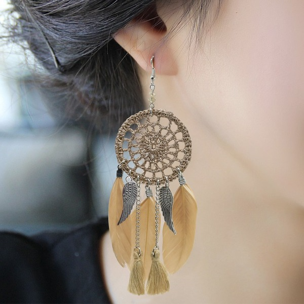Bulk Jewelry Wholesale single color feather knitted Feather Earrings JDC-ES-D332 Wholesale factory from China YIWU China