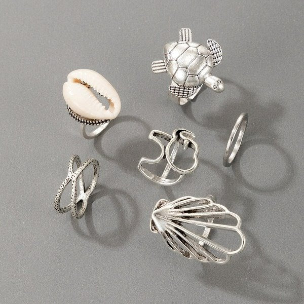Wholesale six-piece alloy shell ring set JDC-RS-C334 Rings 咏歌 Wholesale Jewelry JoyasDeChina Joyas De China