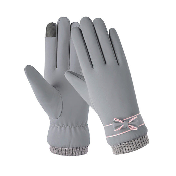 Wholesale skin feel fabric synthetic leather ladies gloves JDC-GS-FanP006 Gloves 梵普 grey one size Wholesale Jewelry JoyasDeChina Joyas De China