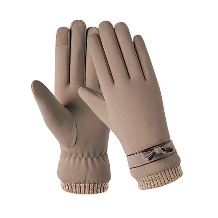 Wholesale skin feel fabric synthetic leather ladies gloves JDC-GS-FanP006 Gloves 梵普 khaki one size Wholesale Jewelry JoyasDeChina Joyas De China