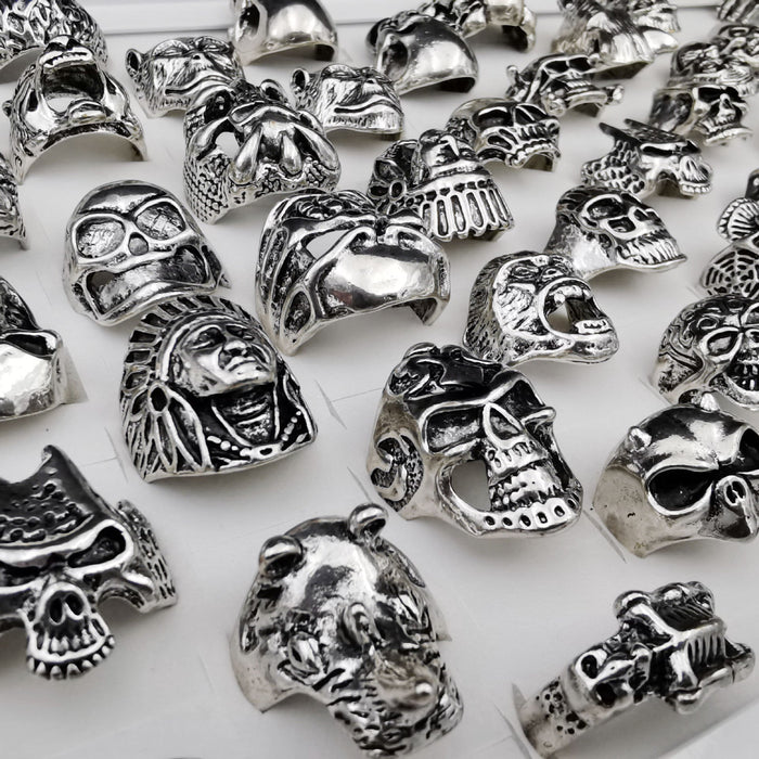 Wholesale Skull Electroplated Alloy Mixed Size Rings JDC-RS-Xuy024 Rings 旭颖 big Random 1 Mixed size Wholesale Jewelry JoyasDeChina Joyas De China