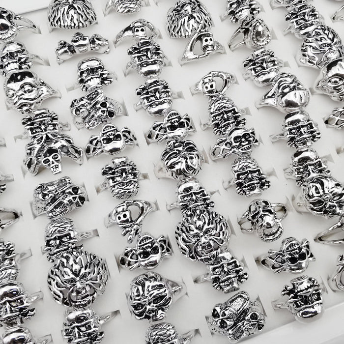 Wholesale Skull Electroplated Alloy Mixed Size Rings JDC-RS-Xuy024 Rings 旭颖 small Random 1 Mixed size Wholesale Jewelry JoyasDeChina Joyas De China