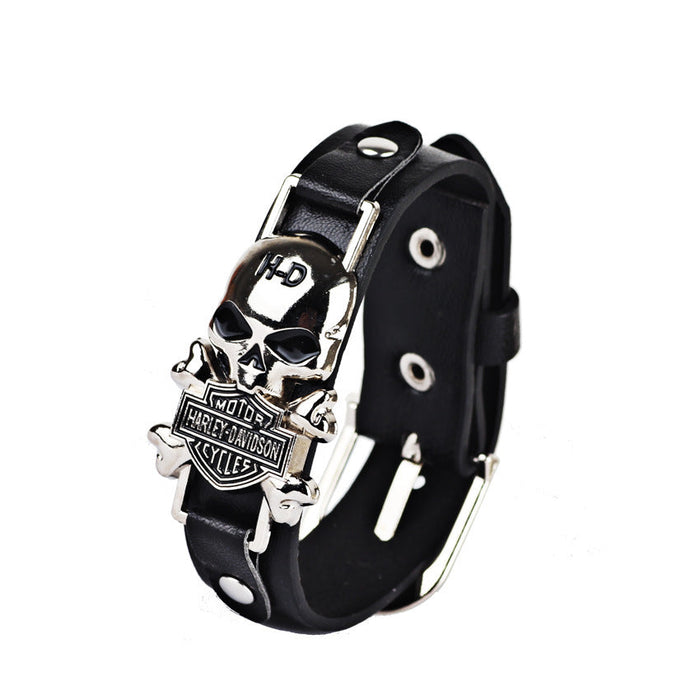 Wholesale skull leather bracelet JDC-BT-GSGL004 Bracelet 谷力 black Wholesale Jewelry JoyasDeChina Joyas De China