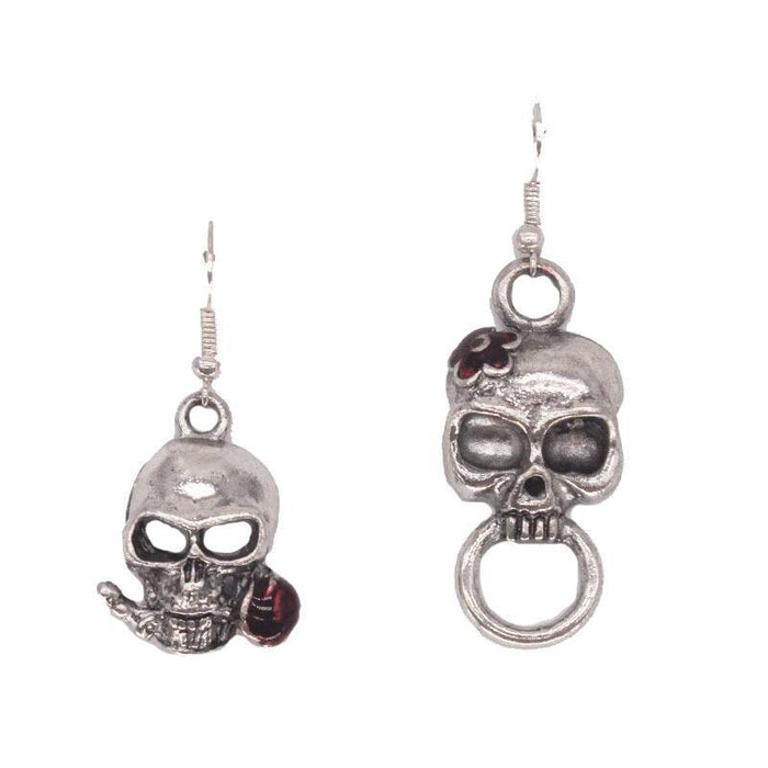 Wholesale skull mouth bite rose ancient silver alloy stud earrings JDC-ES-YYFF013 Earrings 燕羽飞飞 Wholesale Jewelry JoyasDeChina Joyas De China