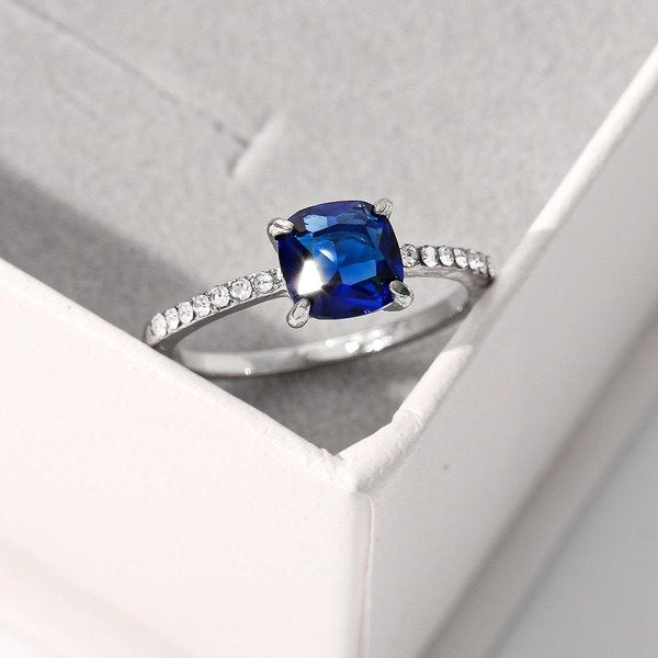 Wholesale sky blue square Rhinestone zircon alloy Rings JDC-RS-WN126 Rings 薇妮 Wholesale Jewelry JoyasDeChina Joyas De China