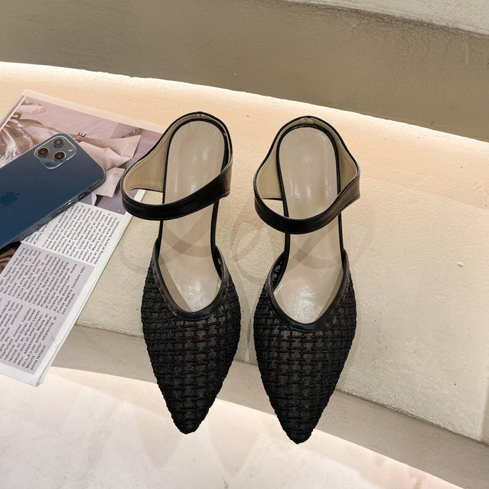 Bulk Jewelry Wholesale Slippers PU leather Black Pointed JDC-SP-HY080 Wholesale factory from China YIWU China