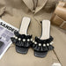 Bulk Jewelry Wholesale Slippers PU leather White Ruffle JDC-SP-HY055 Wholesale factory from China YIWU China