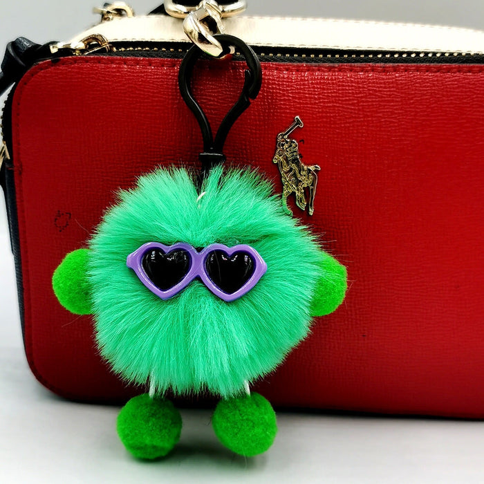 Wholesale small briquette imitation card rabbit hair keychain JDC-KC-QiShi009 Keychains 奇释 Green 7cm Wholesale Jewelry JoyasDeChina Joyas De China