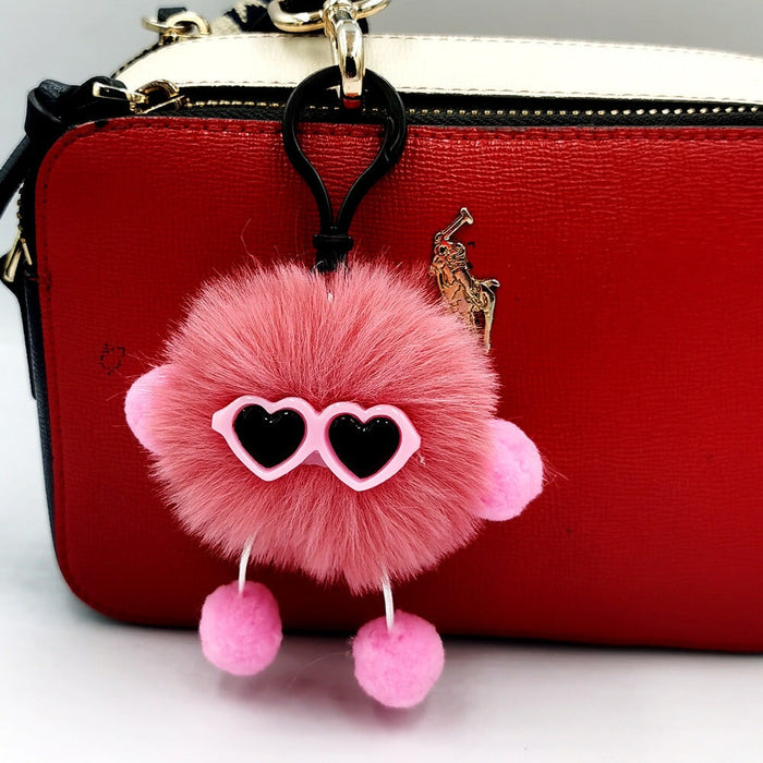 Wholesale small briquette imitation card rabbit hair keychain JDC-KC-QiShi009 Keychains 奇释 Lotus root starch 7cm Wholesale Jewelry JoyasDeChina Joyas De China