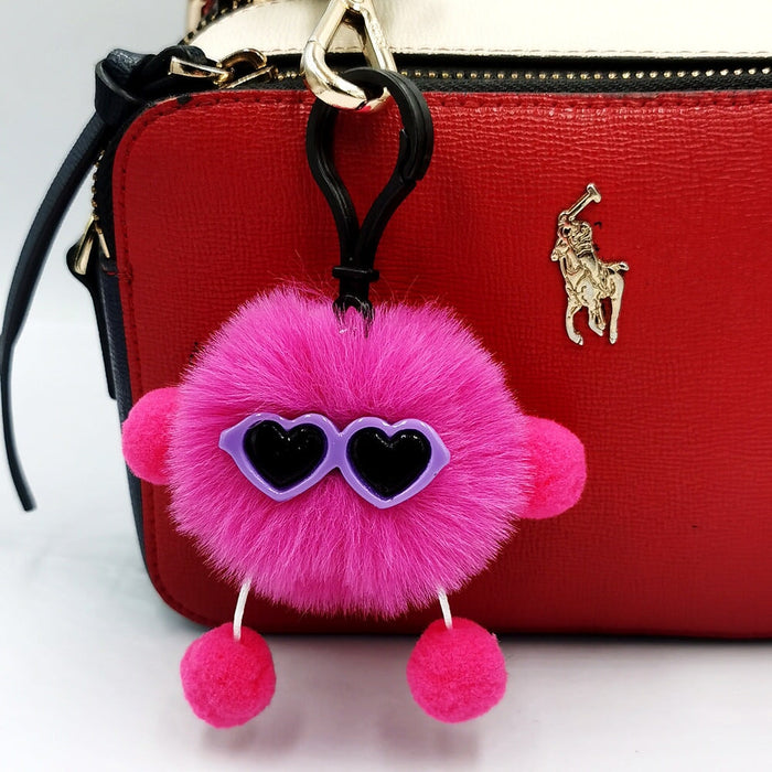 Wholesale small briquette imitation card rabbit hair keychain JDC-KC-QiShi009 Keychains 奇释 Rose red 7cm Wholesale Jewelry JoyasDeChina Joyas De China