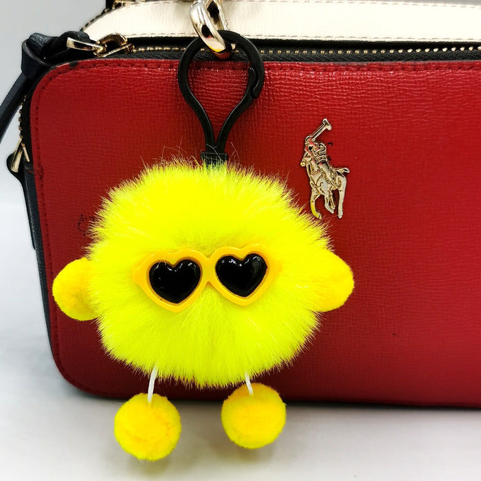 Wholesale small briquette imitation card rabbit hair keychain JDC-KC-QiShi009 Keychains 奇释 yellow 7cm Wholesale Jewelry JoyasDeChina Joyas De China