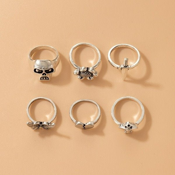 Wholesale small daisy alloy distressed six-piece ring JDC-RS-C346 Rings 咏歌 Wholesale Jewelry JoyasDeChina Joyas De China