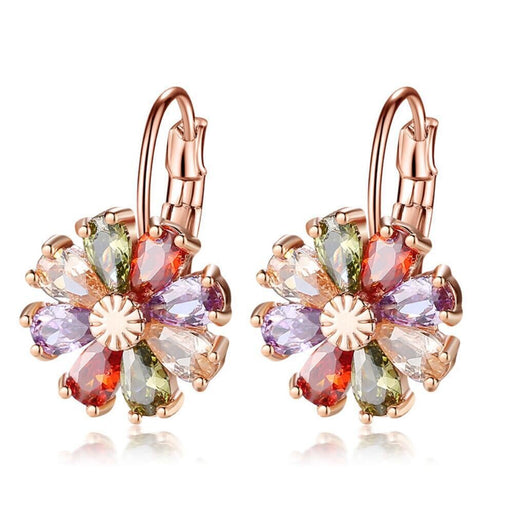 Wholesale small flower colorful zircon earrings MOQ≥2 JDC-ES-Kas001 Earrings 卡诗 Wholesale Jewelry JoyasDeChina Joyas De China