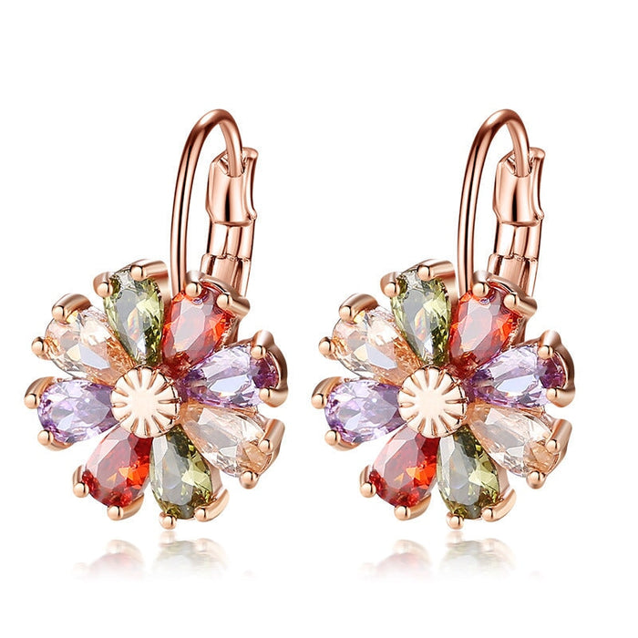 Wholesale small flower colorful zircon earrings MOQ≥2 JDC-ES-Kas001 Earrings 卡诗 colored diamond MOQ2 Wholesale Jewelry JoyasDeChina Joyas De China