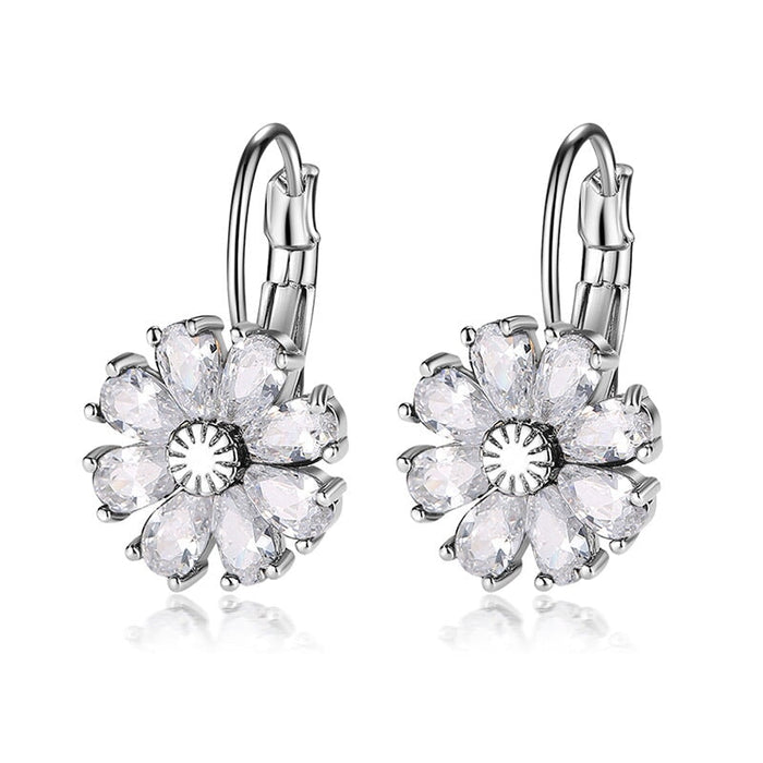 Wholesale small flower colorful zircon earrings MOQ≥2 JDC-ES-Kas001 Earrings 卡诗 white MOQ2 Wholesale Jewelry JoyasDeChina Joyas De China