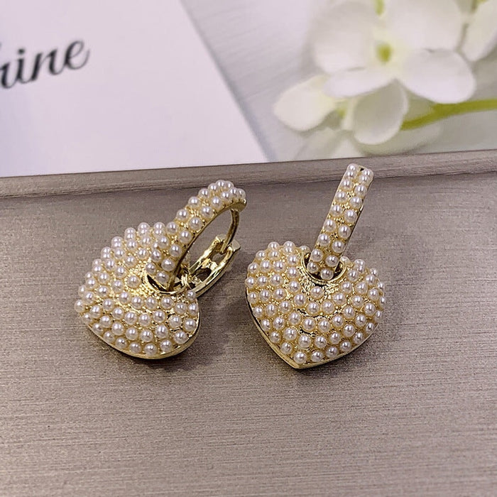 Wholesale small pearl Peach Heart Earrings JDC-ES-ChiH022 Earrings 池豪 Wholesale Jewelry JoyasDeChina Joyas De China