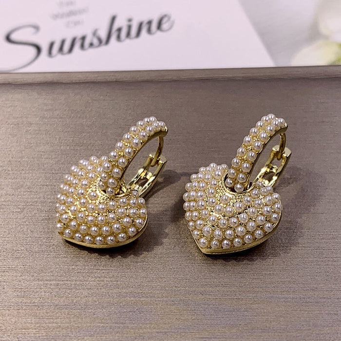 Wholesale small pearl Peach Heart Earrings JDC-ES-ChiH022 Earrings 池豪 Wholesale Jewelry JoyasDeChina Joyas De China
