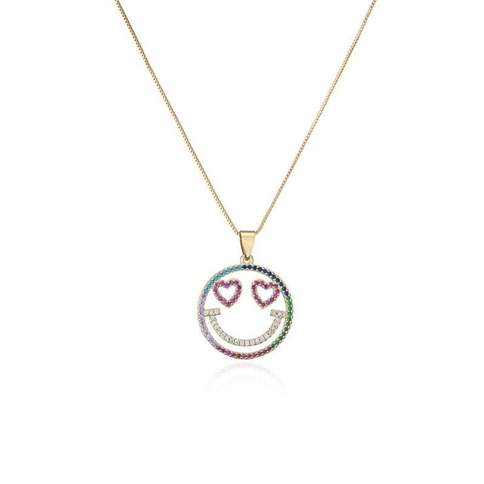 Wholesale smiley face pendants electroplated copper necklaces JDC-NE-AG112 necklaces JoyasDeChina 21140 Wholesale Jewelry JoyasDeChina Joyas De China