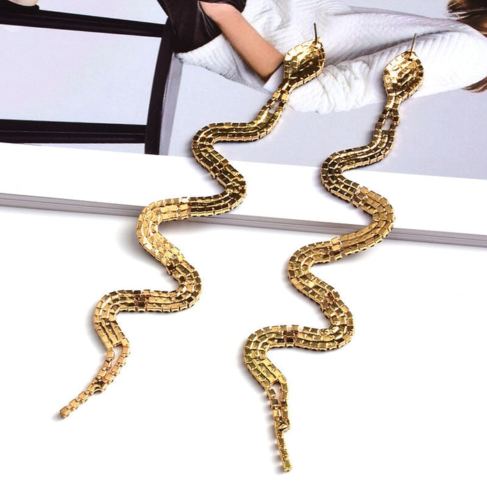 Wholesale Snake Plating Alloy Rhinestone Earrings JDC-ES-SK024 Earrings 深刻 Wholesale Jewelry JoyasDeChina Joyas De China