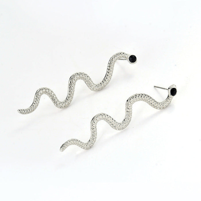 Wholesale Snake Shape Diamond Alloy Earrings JDC-ES-JuY001 Earrings 聚耀 silverE19 Wholesale Jewelry JoyasDeChina Joyas De China