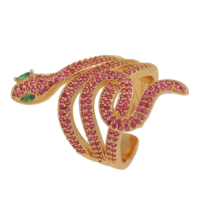 Wholesale snake-shaped copper inlaid zircon rings JDC-RS-HX112 Rings JoyasDeChina red Adjustable opening Wholesale Jewelry JoyasDeChina Joyas De China