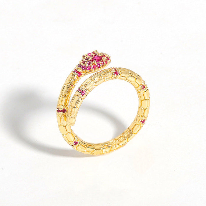 Wholesale snake-shaped copper inlaid zircon rings JDC-RS-JQ005 Rings JoyasDeChina Wholesale Jewelry JoyasDeChina Joyas De China