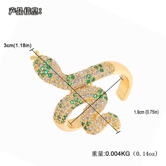 Wholesale snake-shaped copper inlaid zircon rings JDC-RS-JQ005 Rings JoyasDeChina Wholesale Jewelry JoyasDeChina Joyas De China