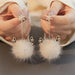 Wholesale snowflake antler hair ball earrings JDC-ES-XuF042 Earrings 旭帆 1 Wholesale Jewelry JoyasDeChina Joyas De China