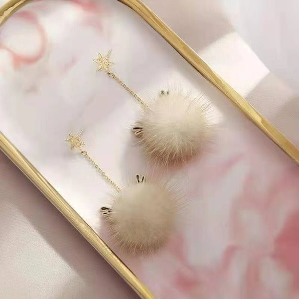 Wholesale snowflake antler hair ball earrings JDC-ES-XuF042 Earrings 旭帆 Wholesale Jewelry JoyasDeChina Joyas De China